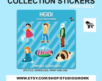 Heidi Printable Sticker Sheets, Planner Stickers,Decorative Printable Stickers, Deco Sticker, Bullet Journal, Hobonichi
