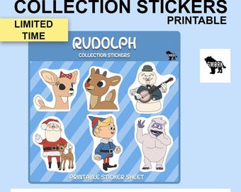 Rudolph Printable Sticker Sheet for Journal, Planner, Scrapbooking and Crafts
