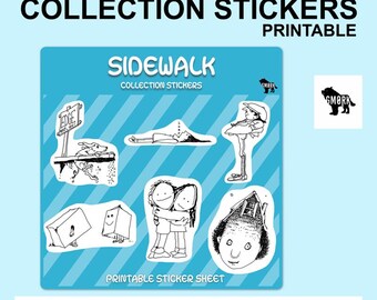 Sidewalk Sticker Sheet Printable for Planners, Scrapbooking, Journaling or Crafts