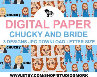 Chucky and Bride Printable Papers for Journaling, Planners, Scrapbooking or Crafts