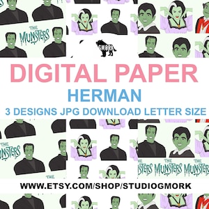 Herman printable papers, jpg, download, vintage, Journaling, Planners or Scrapbooking