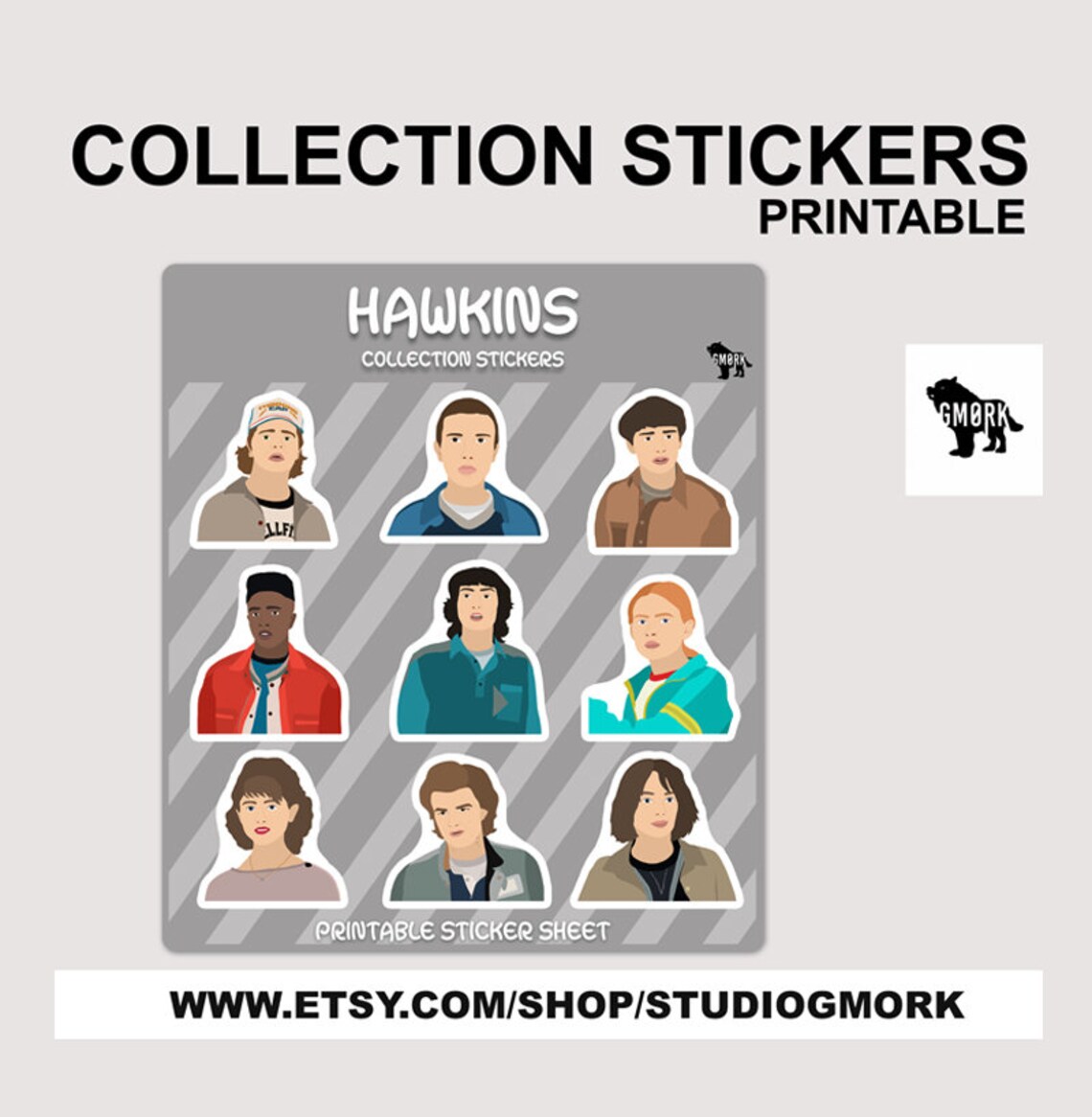 Hawkins Printable Sticker Sheet for Planners, Journaling, Scrapbooking ...