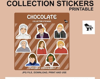 Chocolate Printable Sticker Sheet for Planners, junk journal, journal, scrapbooking or crafts
