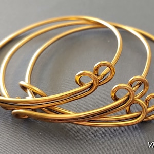 Set of 3 Bangle Bracelets, Handmade Bangle Bracelets, Antique Bangle Bracelets, Antique Gold Bangle Bracelets. Made in USA.