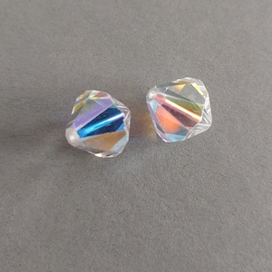 Authentic Vintage SWAROVSKI #5301 Bicone Bead 12mm Crystal AB (2 Pieces). Swarovski Crystal Bicone Beads.