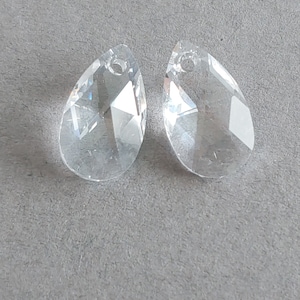 Authentic Vintage Swarovski #6106 Teardrop Pendant 16x10mm Crystal NonAB (Pk 2).  Made in Austria.