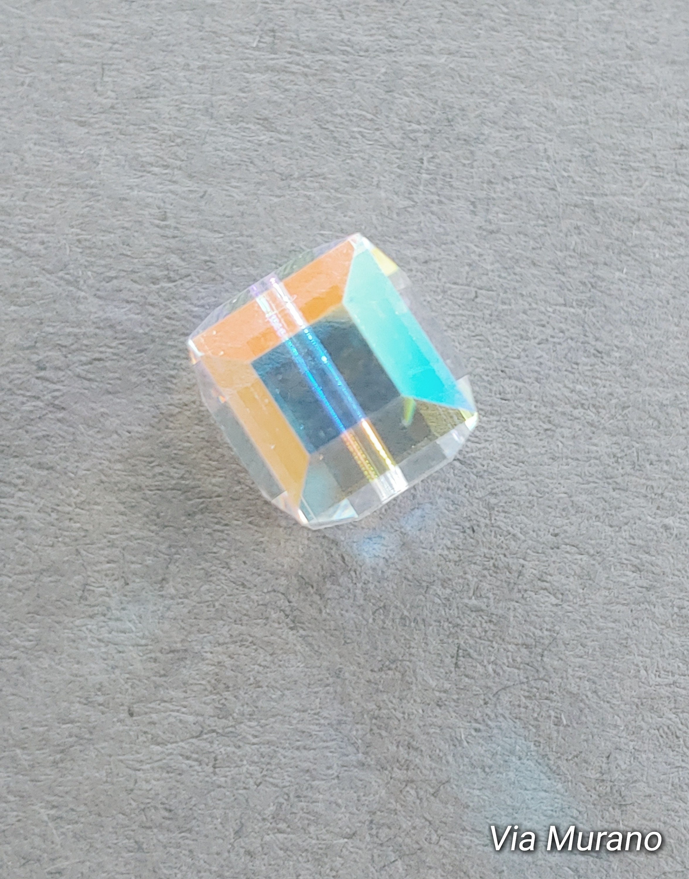 Vintage SWAROVSKI #5601 Cube Bead 10mm Crystal Clear AB (2 Pieces).  Made in Austria