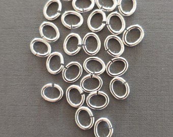 SNAPEEZ® "The Snapping Jump Ring" Silver Oval Jump Ring Hard Open Locking Jump Ring 8x6mm Heavy Gauge. (Pk 25) Made in USA.