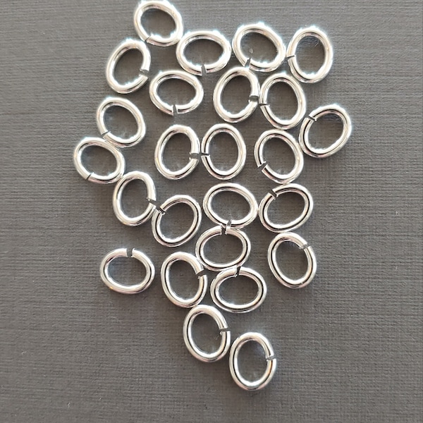 SNAPEEZ® "The Snapping Jump Ring" Silver Oval Jump Ring Hard Open Locking Jump Ring 8x6mm Heavy Gauge. (Pk 25) Made in USA.