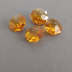 Authentic Vintage Swarovski #6401 Pendant Bead 14mm Topaz NonAB (Pk 4). Made in Austria.