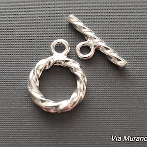 Twisted Rope Clasp.  Two 17mm Twisted  Rope Toggle Clasp Findings.  Made USA.