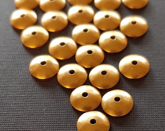 8mm Raw Brass Bead Caps. 24 Raw Brass Bead Caps with Hole in the Middle.  Made in USA.