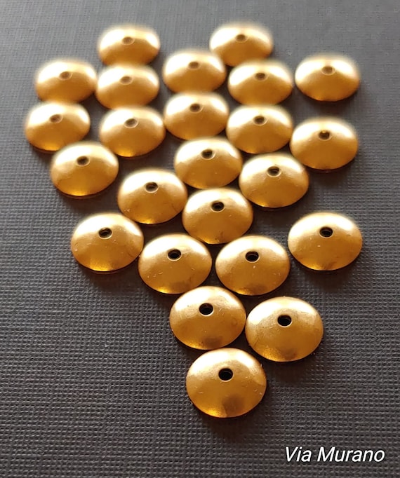 8mm Raw Brass Bead Caps. 24 Raw Brass Bead Caps with Hole in the Middle. Made in USA