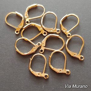 The Leverback Brass Earring Wire Ear Wire Leverback Earrings 14kt Gold DuroPlate 16x10mm (5 Pair)