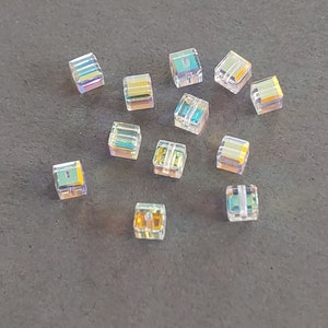 SWAROVSKI #5601 Cube Bead 4mm Crystal Clear AB (12 Pieces)