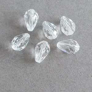 Authentic Vintage Swarovski #5500 Teardrop Bead 9x6mm Crystal NonAB (Pk 6).  Made in Austria.