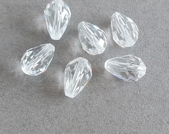 Authentic Vintage Swarovski #5500 Teardrop Bead 9x6mm Crystal NonAB (Pk 6).  Made in Austria.