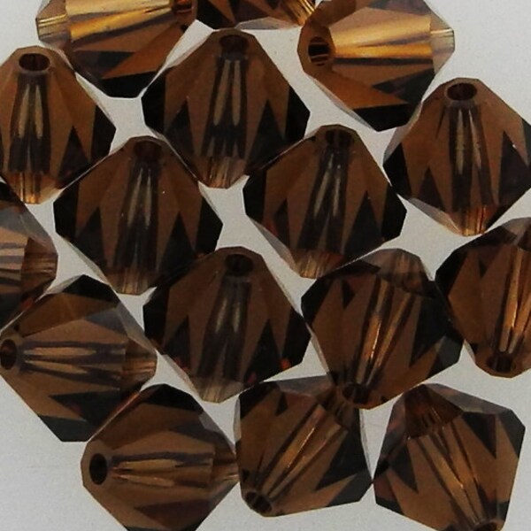 SWAROVSKI #5301 Bicone Bead 8mm Smokey Topaz Non AB (18 Pieces). Swarovski Crystal Bicone Beads.