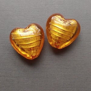 Limited Edition Authentic Slightly Blemished Venetian Glass Heart Beads. Genuine Venetian Glass Beads from Murano Italy.  Price is each.