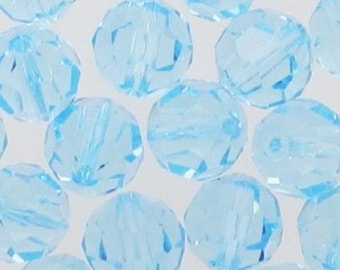 SWAROVSKI #5000 Round Bead 6mm Aquamarine Non AB (24 Pieces).  Made in Austria.