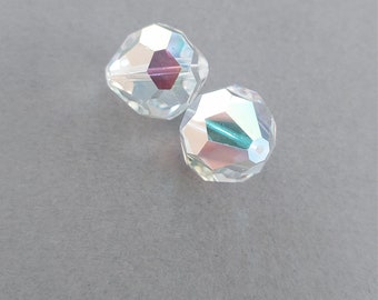 Vintage SWAROVSKI #5309 18mm Slightly Blemished Crystal AB Rounded Bicone Beads (1 Piece). Made in Austria.