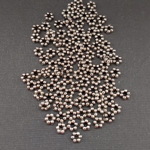 Pewter Daisy Flower Spacers 3mm, 4mm (Sold in Pack of 100 Only) 6mm and 7mm Pewter Daisy Flower Spacers (Sold in Pack of 50 Only)