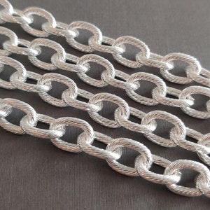 14x10mm Silver Plated Unsoldered Oval Steel Rope Chain.  Made in the USA.  Steel link rope chain.  Use 10mm or 12mm Snapeez Jump Rings!