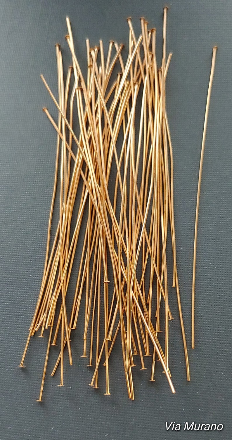 3 24g Wire Wrapper Brass Headpins. Package of 50 24g Brass Head Pins. Made in USA. image 1