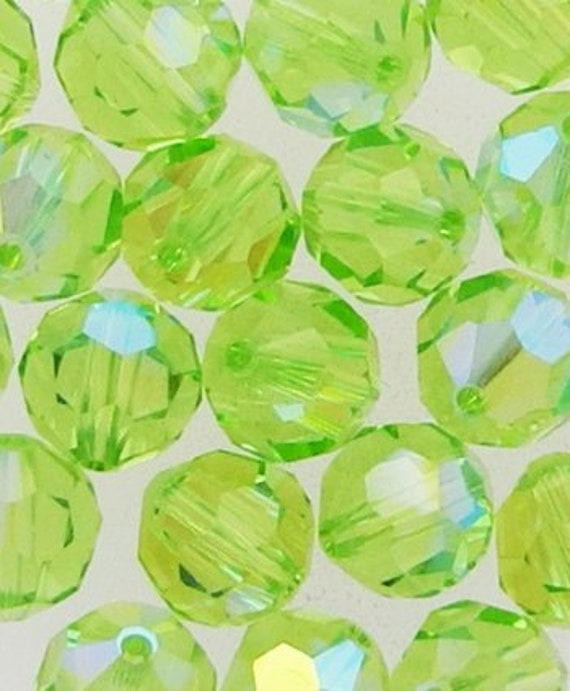 Authentic Vintage SWAROVSKI #5000 Round Bead 6mm Peridot AB (24 