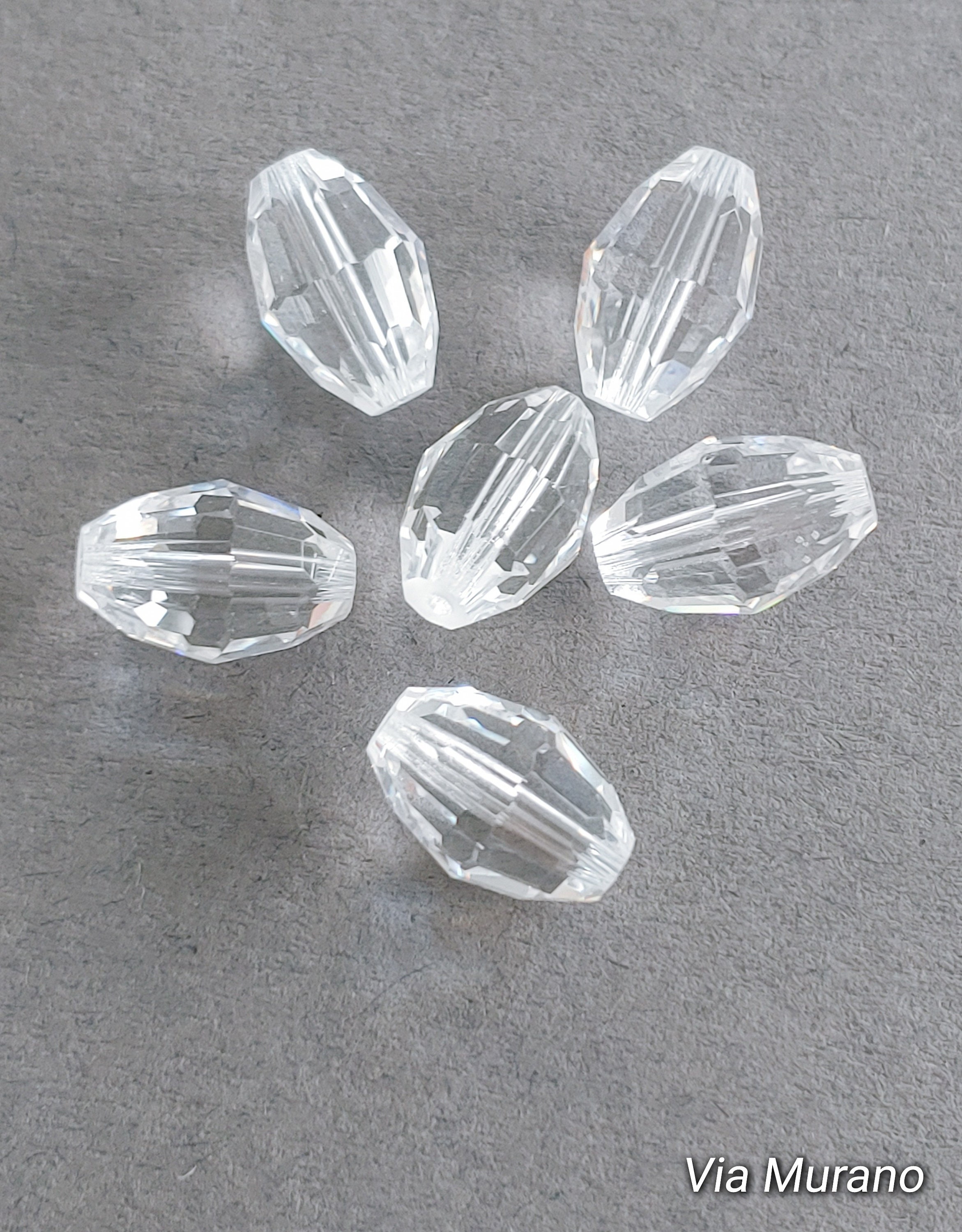 Authentic Vintage Swarovski #5200 Egg Bead 12x8mm Crystal NonAB (Pk 6 beads). Made in Austria.