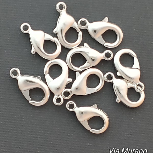 Choose from 9mm 11mm 13mm 19mm 22mm Lobster Clasp Finding DuroPlate Pure Silver Plated.  Lobster claw in 5 sizes Pure Silver Plate