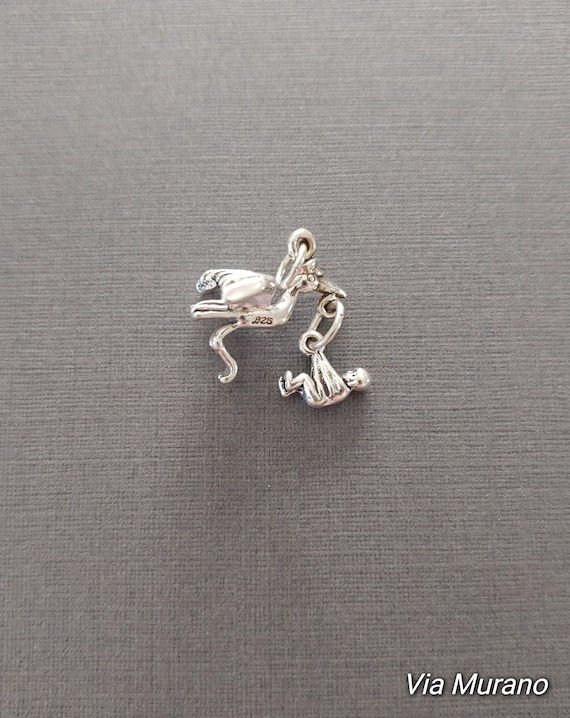 Stork with Baby Charm Sterling Silver, Made in the USA Stork with Baby Charm Sterling Silver, Made in the USA