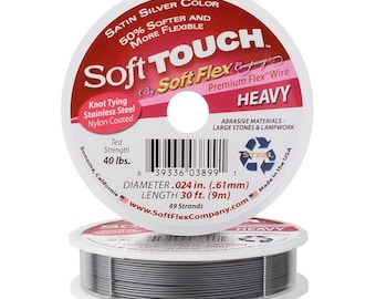 SoftTouch Beading Wire® .024 - 49 strand - 30ft. or 100ft. Rolls. Choose Length.   Stainless Steel Stranded Beading Wire 49 Strands.