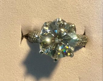 12mm White Cubic Zirconia Rhodium Over Sterling Silver Ring Sz10