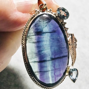 Fluorite & Blue Topaz Sterling Silver Pendant