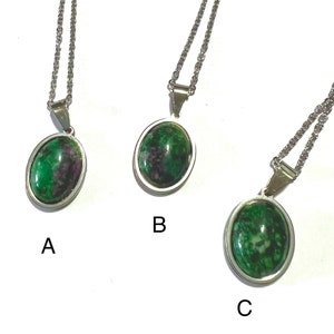 Zoisite Stainless Steel Necklace Hypoallergenic