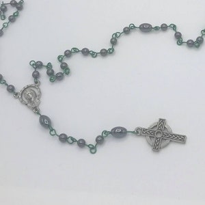 Hematite Beads Pewter Rosary