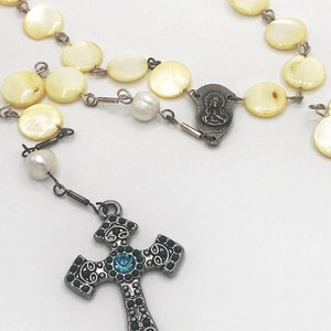 Yellow Shell Freshwater Pearl Sterling Silver Rosary