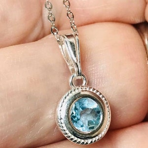 Blue Topaz Dainty Sterling Silver Necklace