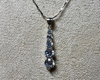 Cubic Zirconia Sterling Silver Rhodium Plated Necklace