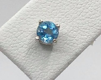 4mm London Blue Topaz Sterling Silver Stud Earrings