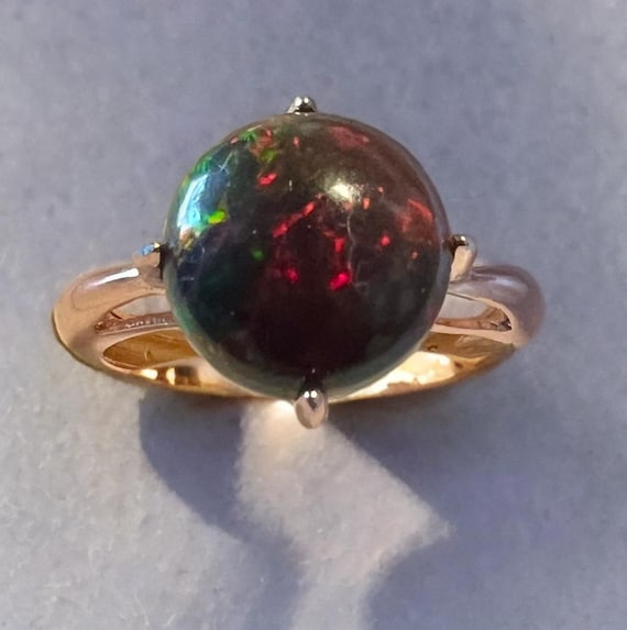 Ethiopian Chocolate Opal Cabochon Minimalist Rose Gold Over