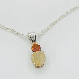 Autumn Fire Mystic Topaz & Gold Rutile Quartz Sterling Silver Necklace