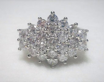White Cubic Zirconia Rhodium Plated Sterling Silver Ring Size 10