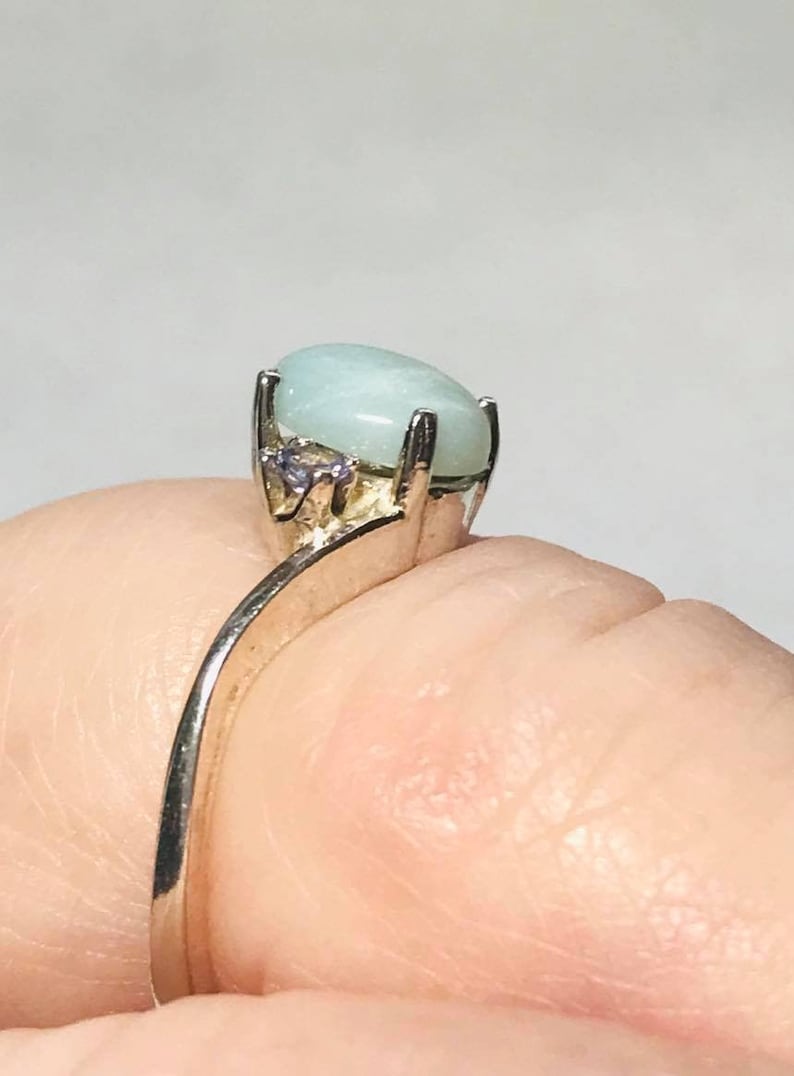 Larimar and Tanzanite Sterling Silver Ring Sz 7
