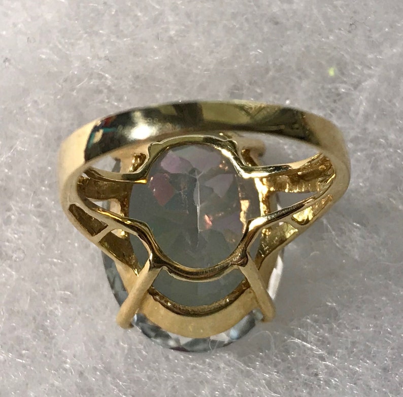 14KT Yellow Gold Green Mystic Topaz Ring sz 7