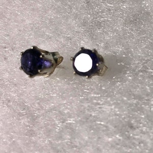 Sterling Silver Genuine Iolite Stud Earrings