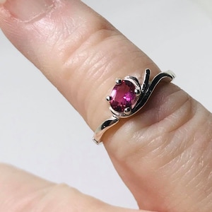 Pink Tourmaline Solitaire Sterling Silver Ring Sz 6