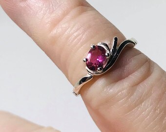 Pink Tourmaline Solitaire Sterling Silver Ring Sz 6
