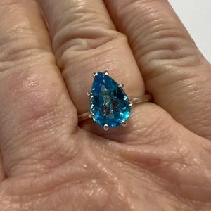 3.70cts Swiss Blue Topaz Sterling Silver Ring Sz8